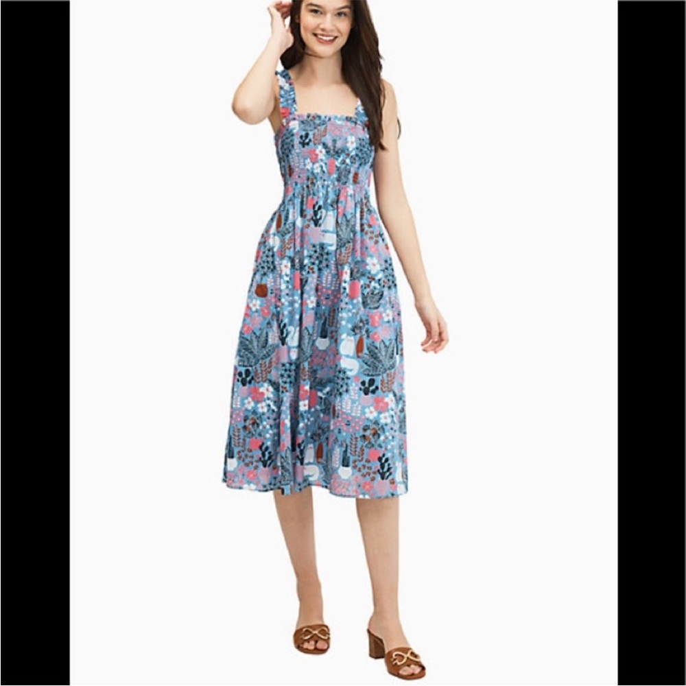 Kate Spade Casual Garden Posy Smocked Dress Medium